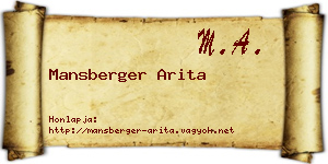 Mansberger Arita névjegykártya